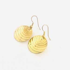 Gold Ripple Wave Earrings - lightweight vintage minimalist jewelry